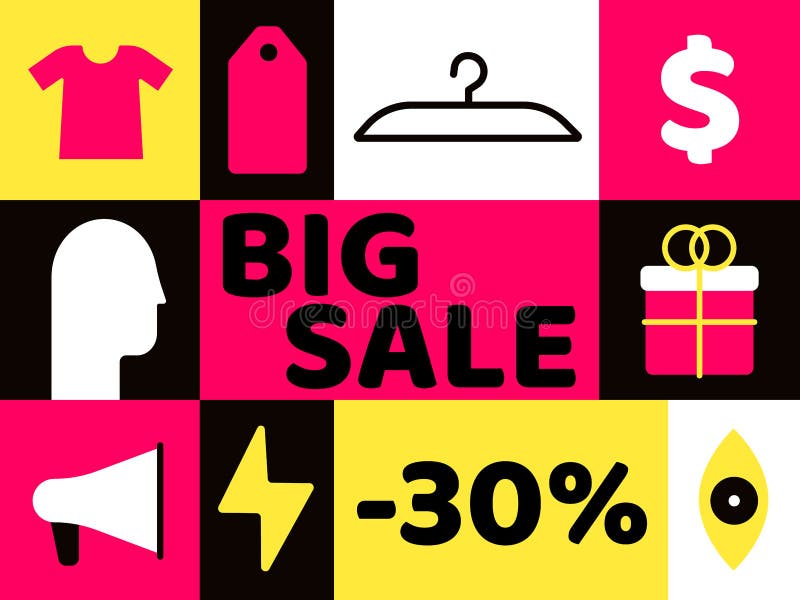 简单的最小平面BIG SALE横幅,带特殊优惠矢量图插图 皇族释放例证 简单的最小平面BIG SALE横幅,带特殊优惠矢量图插图 皇族释放例证