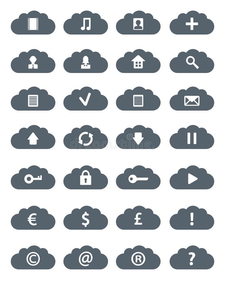 简约扁平云朵图标组 向量例证