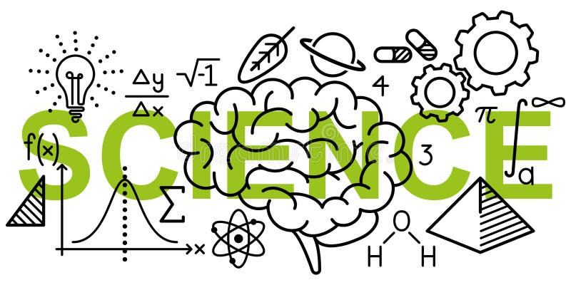 算术和科学的简单的干净的概念传染媒介例证关系了在词科学的线象 库存例证
