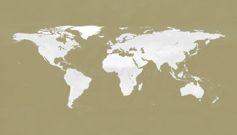 米色背景中突显的世界地图 纯色背景 环球旅行，地图剪影背景 环球 库存例证