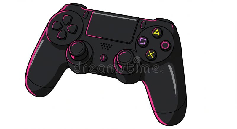 类似DualShock样式的视频游戏控制器的图示. 它的特征是 库存例证