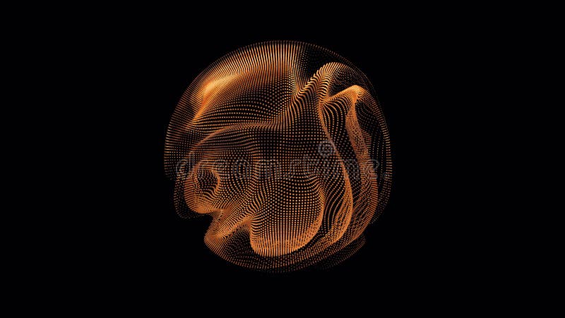粒子抽象金球的环形畸变波. 球面点阵的数字数据飞溅. 未来