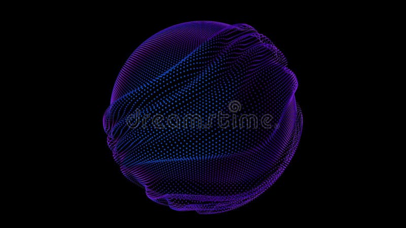 粒子环抽象球上的畸变波. 球面点阵的数字数据飞溅. 轮廓波形