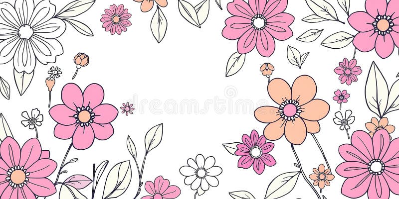精致的春花线艺术精巧的植物插图 — 春花装饰与设计 皇族释放例证