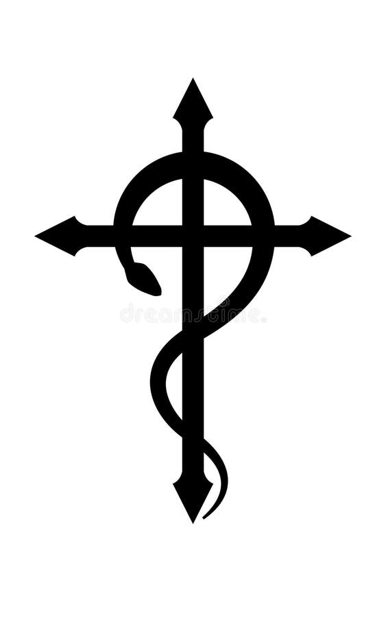 CRUX SERPENTINES (蛇形十字架) 向量例证. 插画包括有路西弗, 抗生素