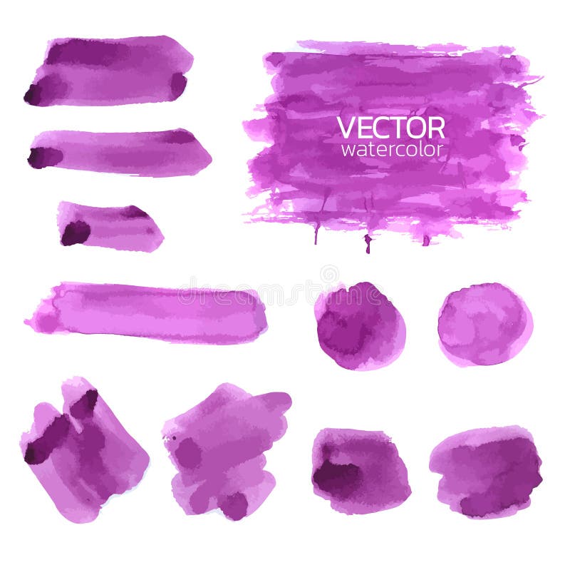 Violet watercolor brush strokes. Vector brush stroke for design. Violet watercolor brush strokes. Vector brush stroke for design