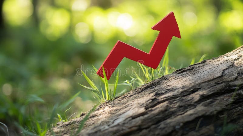 红箭和青叶代表了可持续增长和绿色经济的日益兴起的理念 库存图片