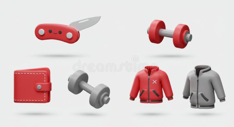 红色和灰色3D对象 向量例证