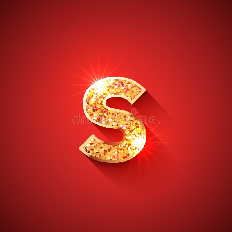 红色背景中闪亮的金字母s 皇族释放例证