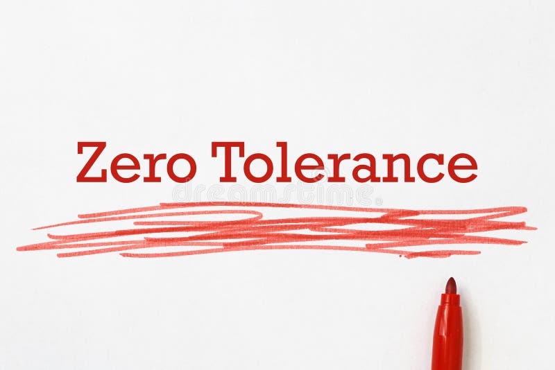 Zero tolerance on paper with pen. Zero tolerance on paper with pen