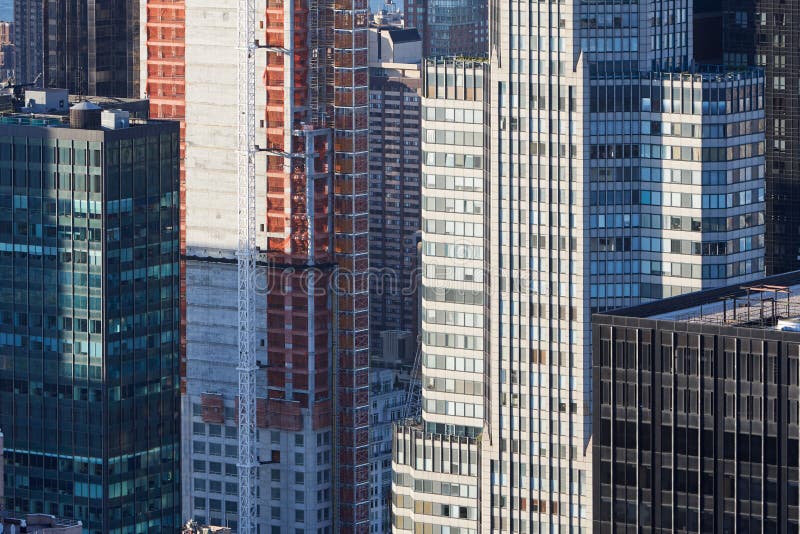 纽约曼哈顿摩天大楼鸟瞰图建设中