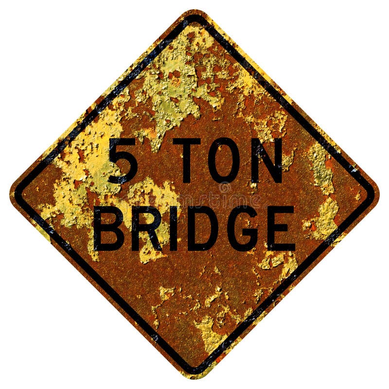 纽约限重桥旧锈迹斑的美国路标