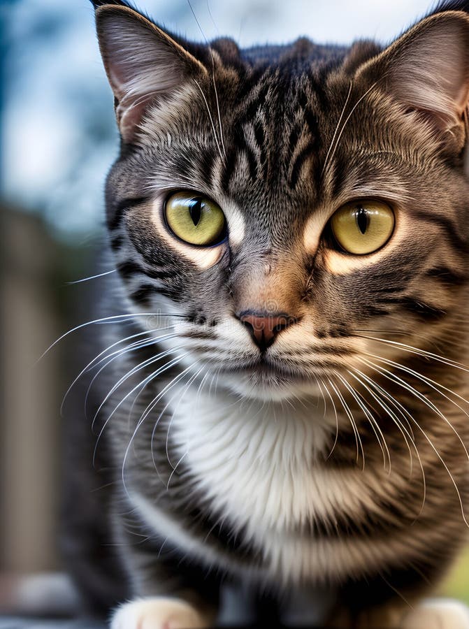 细小角度的街猫特写 库存例证