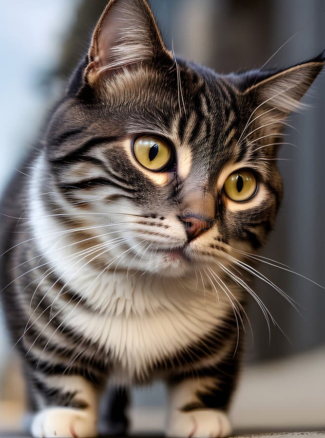 细小角度的街猫特写 库存例证