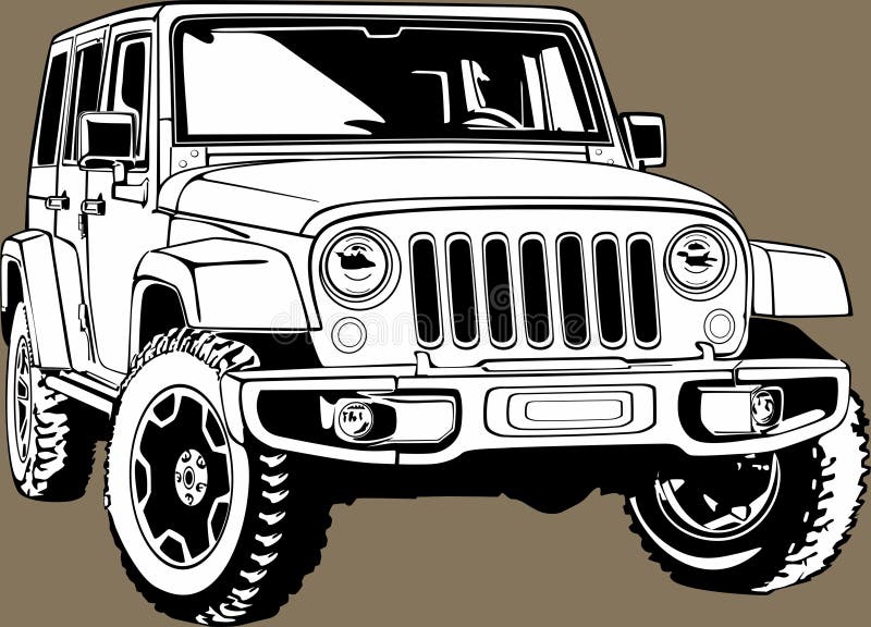 Vector graphic silhouette one of the biggest american car icon Jeep Wrangler. Vector graphic silhouette one of the biggest american car icon Jeep Wrangler