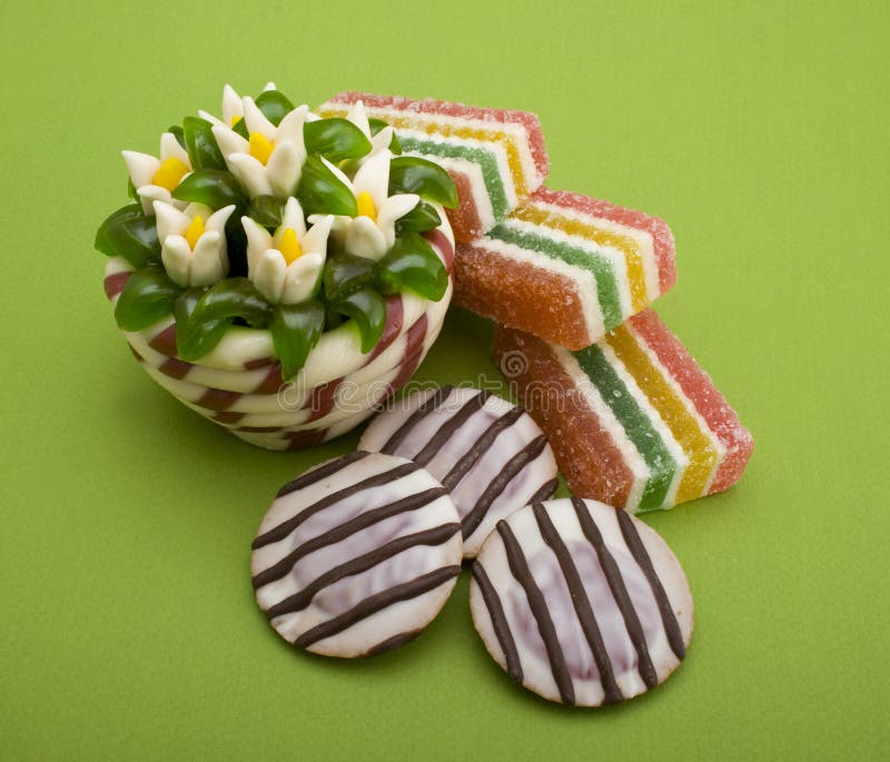 蛋糕和水果果冻 库存图片