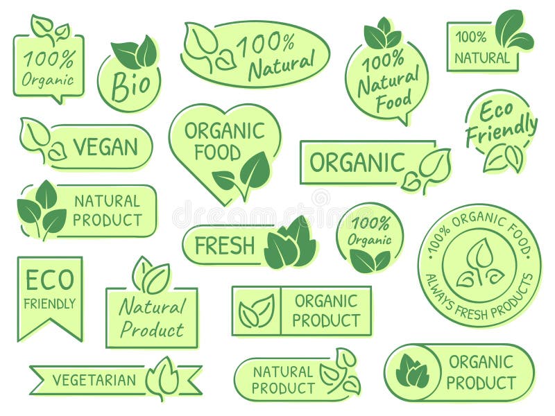 绿色叶子标签 Eco,健康和天然产品 证明了质量新有机素食食物传染媒介标签 库存例证 绿色叶子标签 Eco,健康和天然产品 证明了质量新有机素食食物传染媒介标签 库存例证