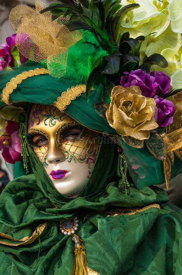 Green venice carnival mask flower gem. Green venice carnival mask flower gem