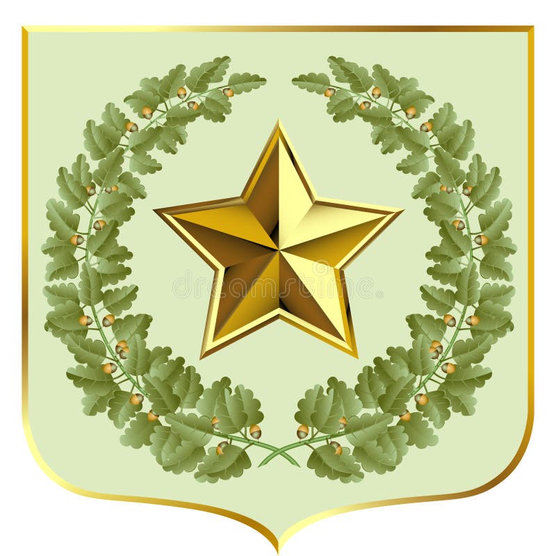 Raster version of vector green oak and a gold star on a escutcheon (contain the Clipping Path of all objects) There is in addition a vector format (EPS 8). Raster version of vector green oak and a gold star on a escutcheon (contain the Clipping Path of all objects) There is in addition a vector format (EPS 8)