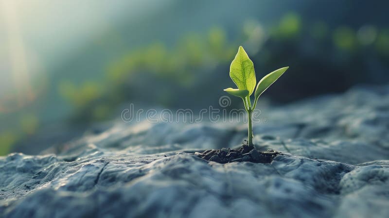 Green seedling illustrating concept of new life and environmental conservation. 3d render. Green seedling illustrating concept of new life and environmental conservation. 3d render