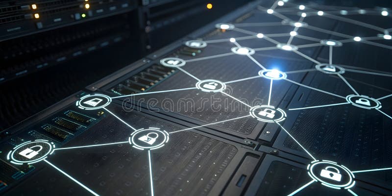 网络安全 : 分散式数据保护网络. 安全可靠且高效 皇族释放例证