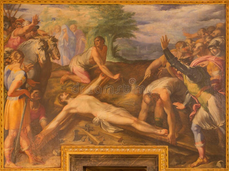 罗马-在十字架上钉死组塑吉多Reni (1640)教会基耶萨二圣洛伦佐高