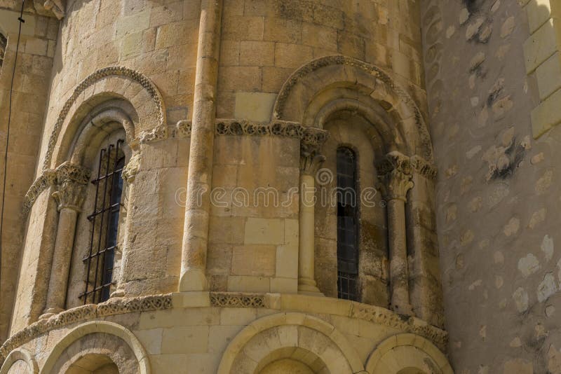 Exterior of a Romanesque style Christian church, City of Segovia, famous for its Roman aqueduct, in Spain. Exterior of a Romanesque style Christian church, City of Segovia, famous for its Roman aqueduct, in Spain