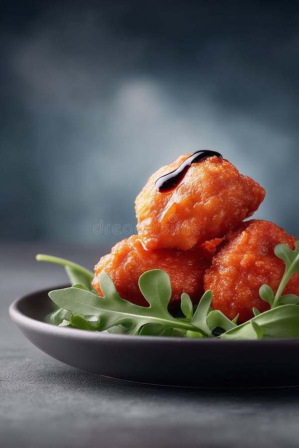 美味的开胃菜三种黄油炸美食，酱点在新鲜蔬菜上. 非常适合菜单设计博客或 向量例证