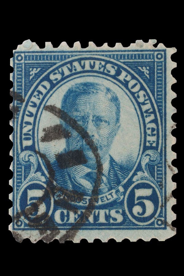 美国-大约20世纪20年代:葡萄酒美国5分与画象西奥多・罗斯福1858–1919年,第26位总统的邮票 免版税图库摄影 美国-大约20世纪20年代:葡萄酒美国5分与画象西奥多・罗斯福1858–1919年,第26位总统的邮票 免版税图库摄影