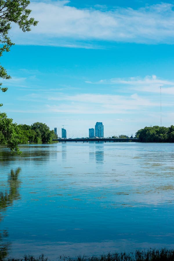 Grand Rapids Michigan from the Grand River. Grand Rapids Michigan from the Grand River