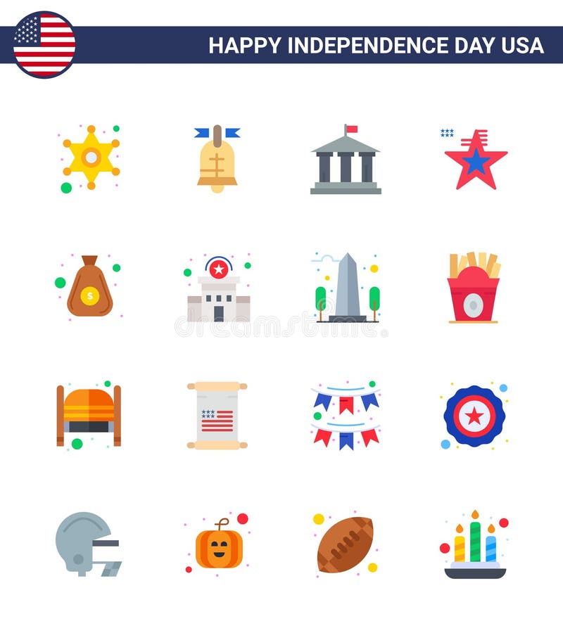 美国日16号货币美国银行旗星符号股票矢量图图标包 向量例证