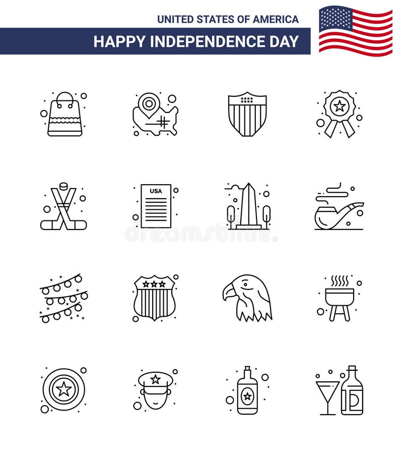 美国曲棍球星定位针警队16日线标和符号的股票矢量图图标包 库存例证