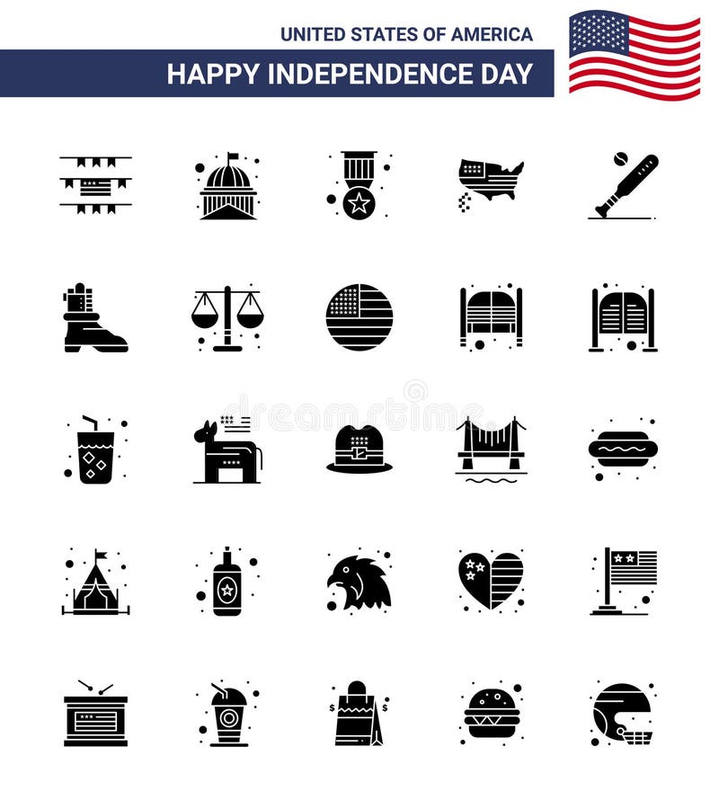 美国棒球美国感恩节25号实心字形标志和符号的股票矢量图图包 库存例证