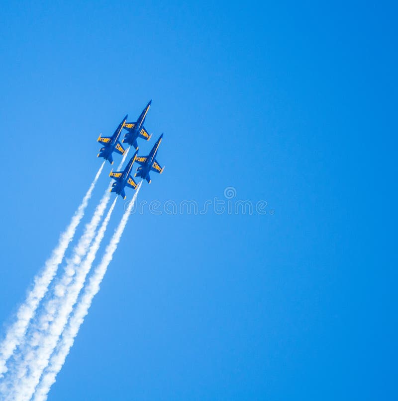 The US Navy's Blue Angle display team performing at Wings over Houston Airshow, 2014. The US Navy's Blue Angle display team performing at Wings over Houston Airshow, 2014