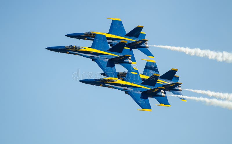 The US Navy's Blue Angle display team performing at Wings over Houston Airshow, 2014. The US Navy's Blue Angle display team performing at Wings over Houston Airshow, 2014