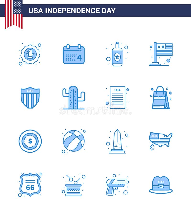 美国第16天线标志和标志的股票矢量图标包；美国；美国；国际；国家 皇族释放例证