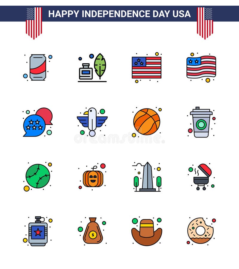 美国第16天鸟类线标和符号的股票矢量图图标包；美国；国家；聊天泡泡；美国 库存例证