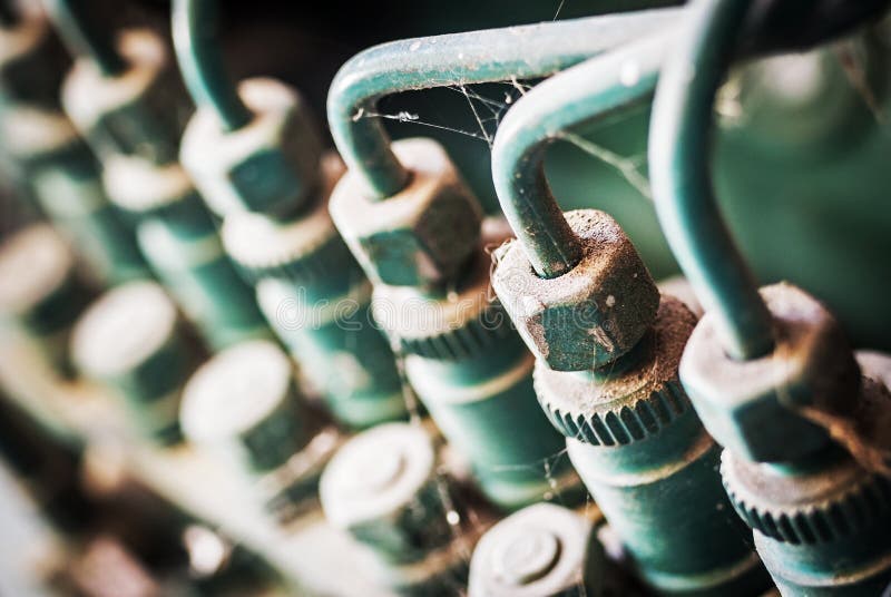 Old green diesel engine in sift light . Old green diesel engine in sift light .