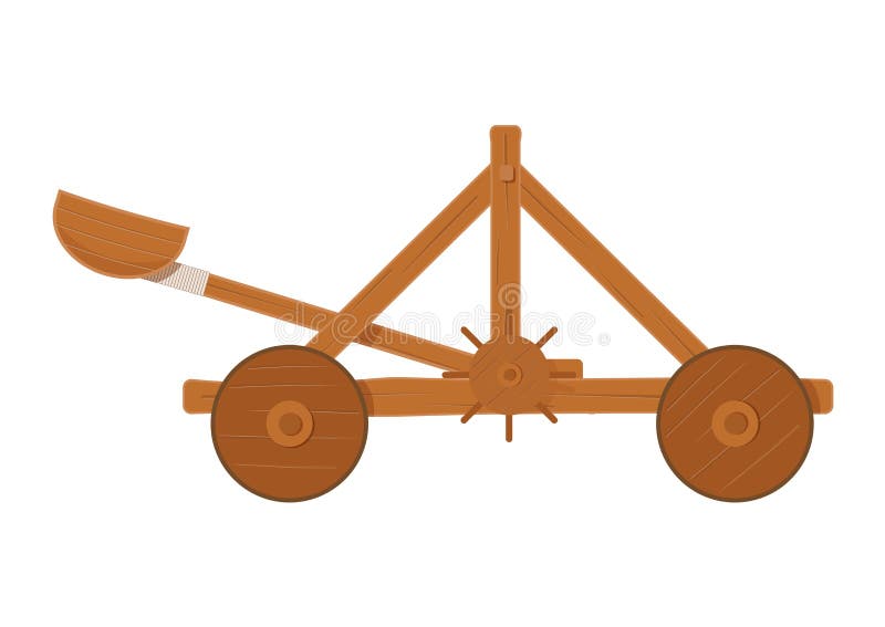 Old medieval wooden catapult shooting stones vector illustration . catapult on white background. wooden catapult vector. Old medieval wooden catapult shooting stones vector illustration . catapult on white background. wooden catapult vector.