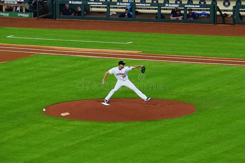 A pitcher in the baseball game in 2018 between Houston Astros and Boston Red Sox, 2 teams in the top 8 standing held in Minute Maid Park arena, Houston. Among the top players who played were A Benintendi, X Bogaerts, and JD Martinez of the Red Sox and J Altuve, C Correa and Y Gurriel of the Astros. A pitcher in the baseball game in 2018 between Houston Astros and Boston Red Sox, 2 teams in the top 8 standing held in Minute Maid Park arena, Houston. Among the top players who played were A Benintendi, X Bogaerts, and JD Martinez of the Red Sox and J Altuve, C Correa and Y Gurriel of the Astros.