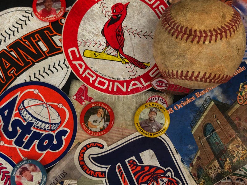 Retro decals and pins of Major League Baseball teams. Retro decals and pins of Major League Baseball teams.