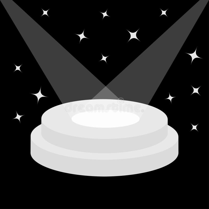 聚光灯照亮的圆的阶段指挥台 显示的空的垫座 发光的闪耀的星 3d设计的现实平台 库存例证 聚光灯照亮的圆的阶段指挥台 显示的空的垫座 发光的闪耀的星 3d设计的现实平台 库存例证