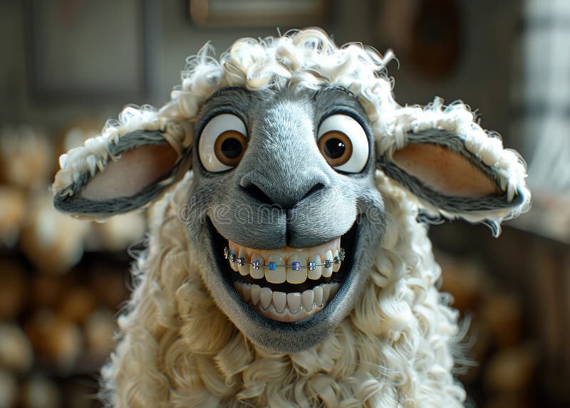 Shaun the Sheep is back with new trailer. A cute sheep with braces on its teeth. AI generated. Shaun the Sheep is back with new trailer. A cute sheep with braces on its teeth. AI generated