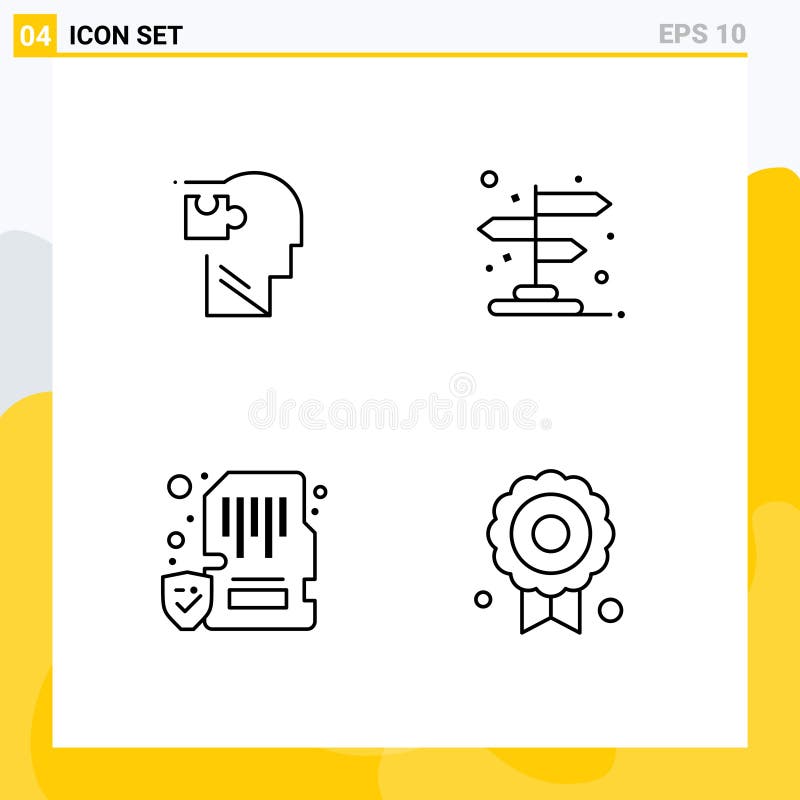 股票矢量图标包，包含4个行符号和符号，用于人、卡、拼图、方向、锁 向量例证