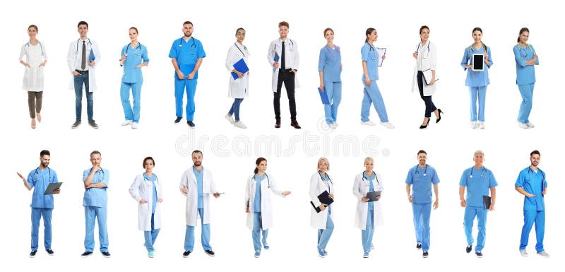 制服人群背景拼贴画。医务人员 图库摄影