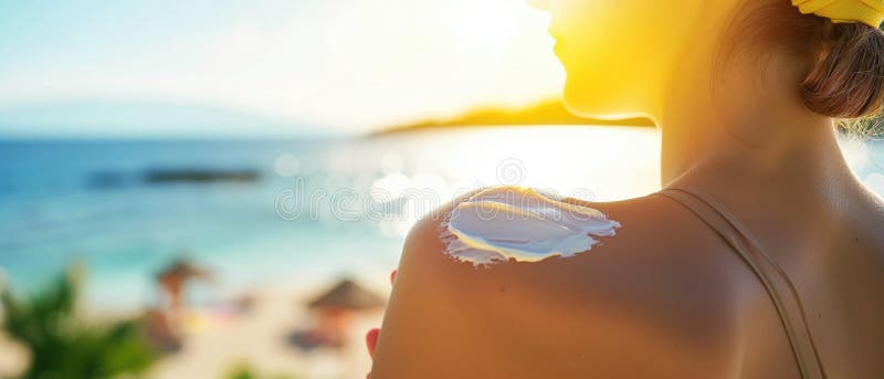 A Sunshaped Suncream Application On A Persons Shoulder, With Blurred Background. Сoncept Sun Protection, Sun Safety, Sunscreen Application, Shoulder Care, Outdoor Wellness. A Sunshaped Suncream Application On A Persons Shoulder, With Blurred Background. Сoncept Sun Protection, Sun Safety, Sunscreen Application, Shoulder Care, Outdoor Wellness.