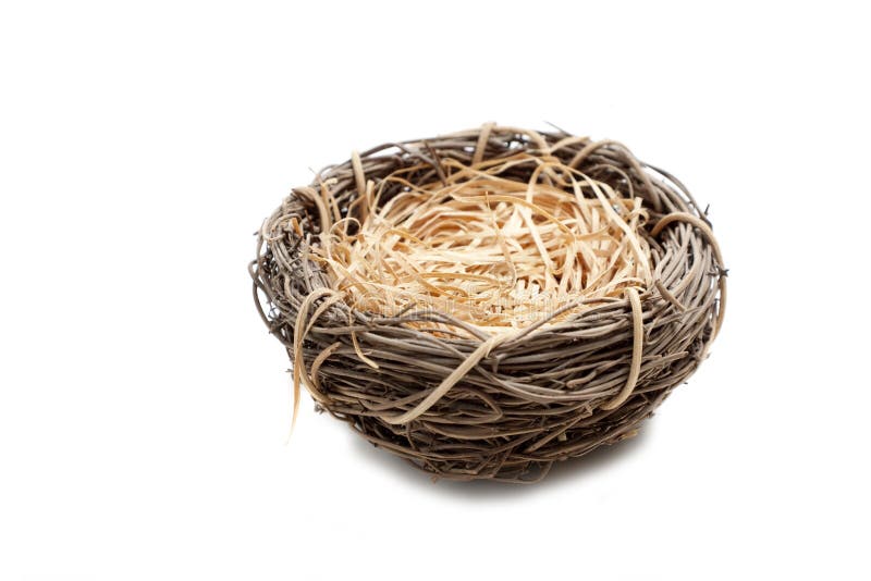 An empty nest on a white background with copy space. An empty nest on a white background with copy space