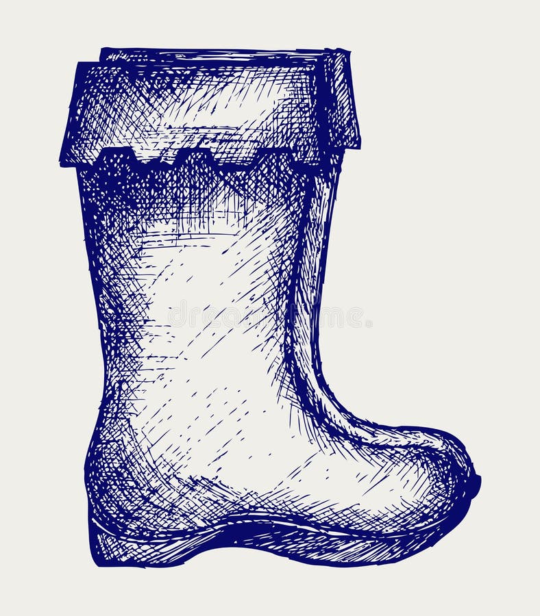 Rubber boots. Doodle style. Scratch. Rubber boots. Doodle style. Scratch