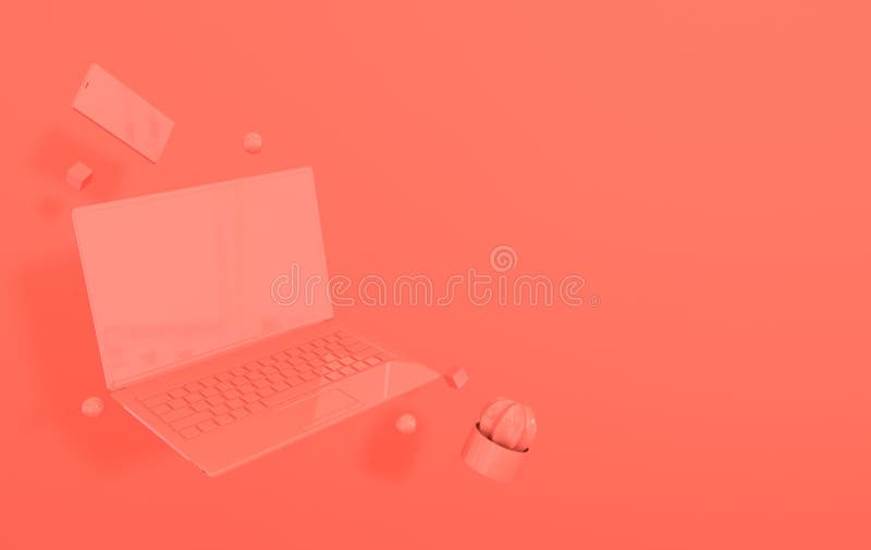 膝上型计算机、智能手机和另外几何对象大模型背景在现代最小的样式 笔记本,仙人掌3d回报 向量例证 膝上型计算机、智能手机和另外几何对象大模型背景在现代最小的样式 笔记本,仙人掌3d回报 向量例证