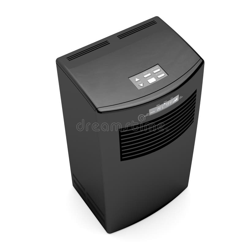 Black mobile air conditioner on white background. Black mobile air conditioner on white background